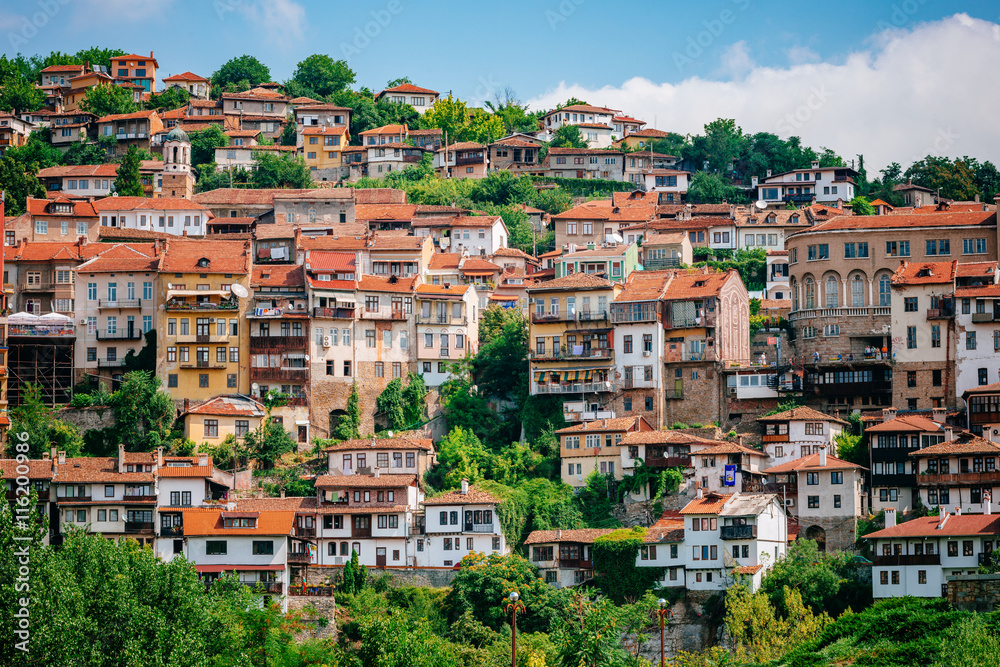 View of Veliko Tarnovo, a city in north central Bulgaria - obrazy, fototapety, plakaty 