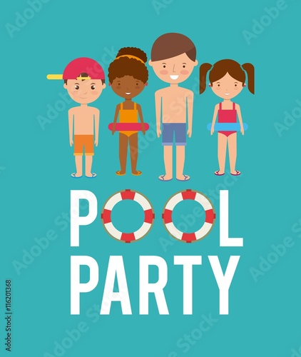  kids cartoon and float icon. Swimming and pool party design. Ve