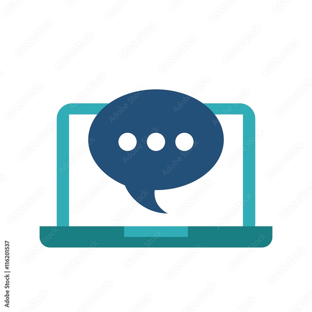 Bubble and laptop icon. Media design. Vector graphic Bubble and laptop icon. Media design. Vector graphic