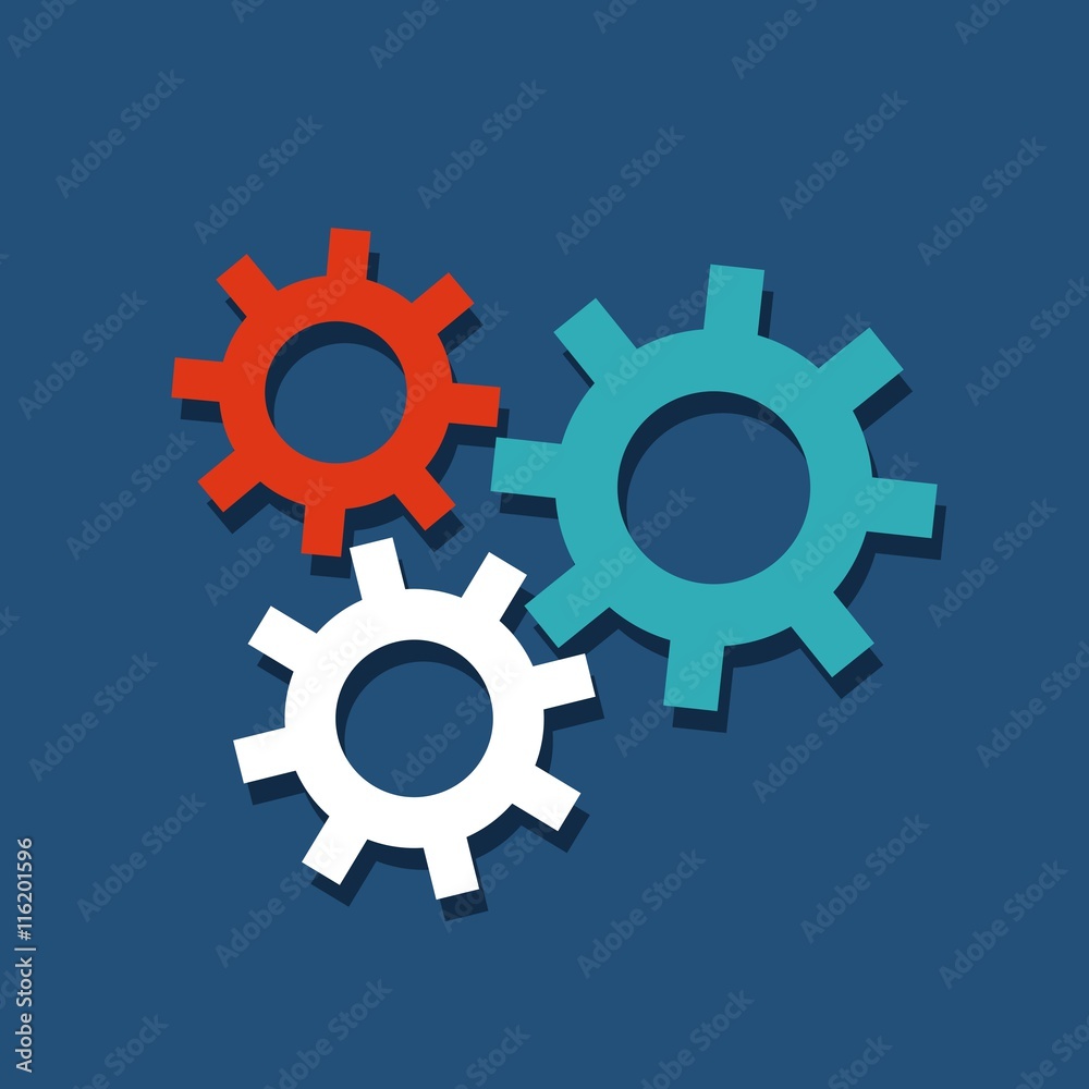 Gear icon. Machine part design. Vector graphic Gear icon. Machine part design. Vector graphic
