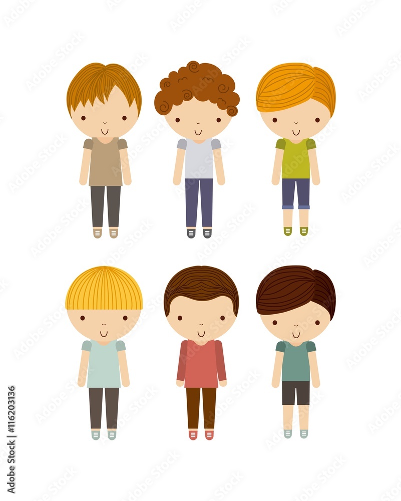 Group of boys icon. Kid and cute people design. Vector graphic Group of boys icon. Kid and cute people design. Vector graphic