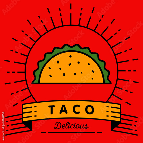 Vector Taco Icon with Linear Style