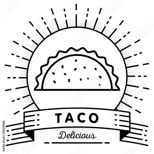 Vector Taco Icon with Linear Style
