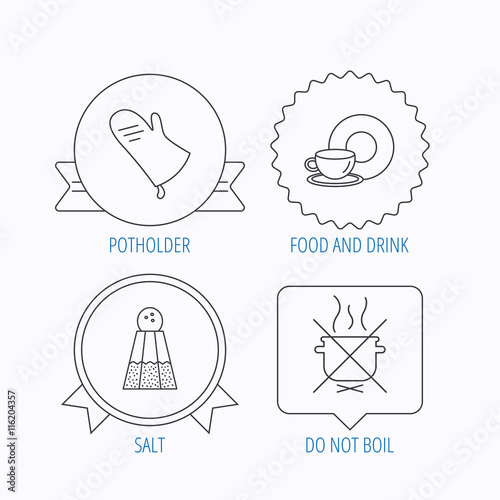 Salt, potholder and food, drink icons.