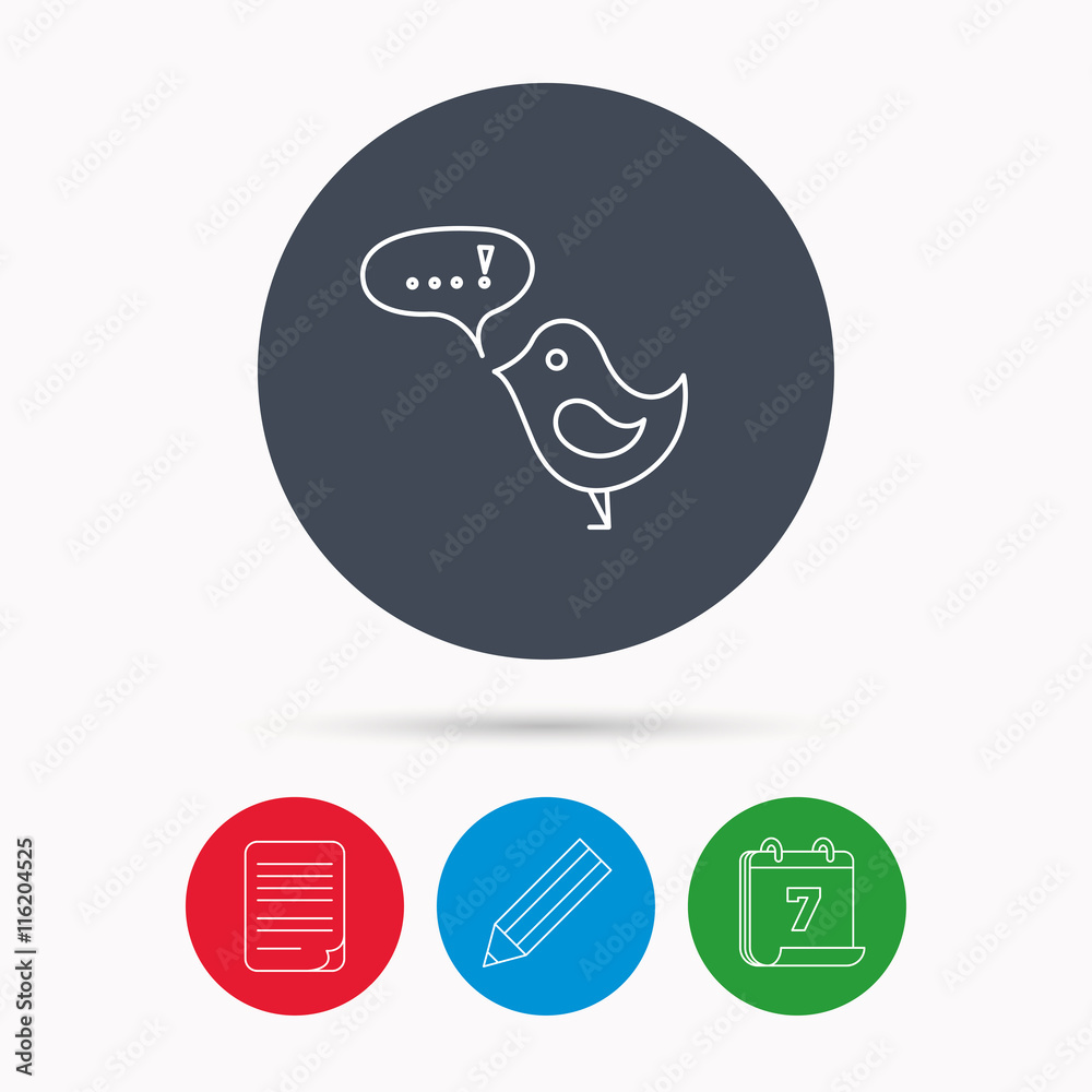 Bird with speech bubble icon. Short messages. Bird with speech bubble icon. Short messages.