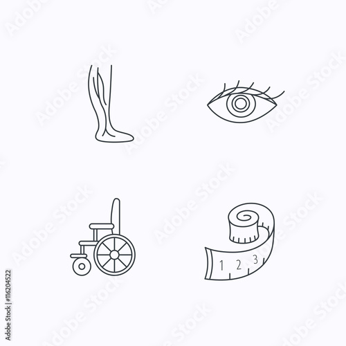 Vein varicose, wheelchair and weight loss icons.