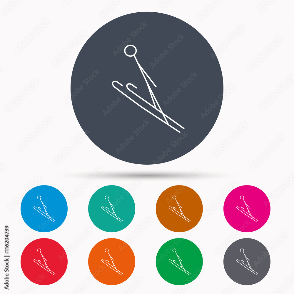 Ski jumping icon. Skis extreme sport sign. Ski jumping icon. Skis extreme sport sign.
