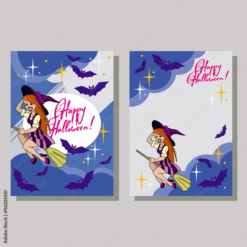 Halloween greeting card with originally written text "Happy Halloween