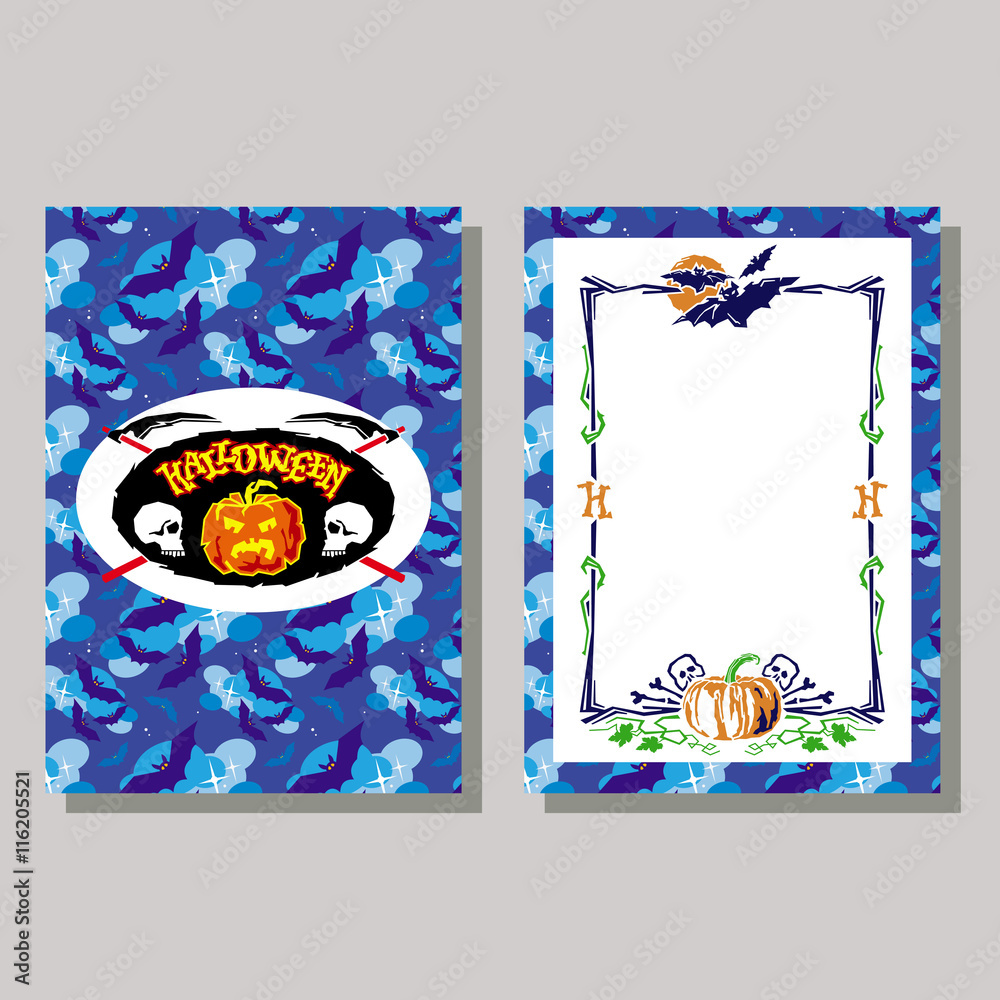 Halloween greeting card with originally written text "Halloween