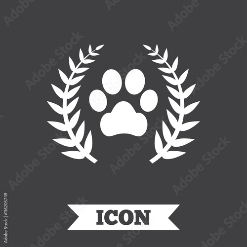 Winner pets laurel wreath sign icon.