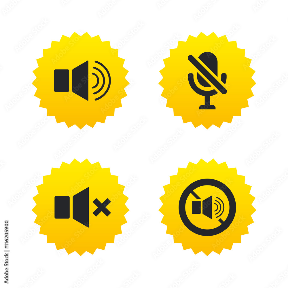 Player control icons. Sound, microphone and mute Player control icons. Sound, microphone and mute