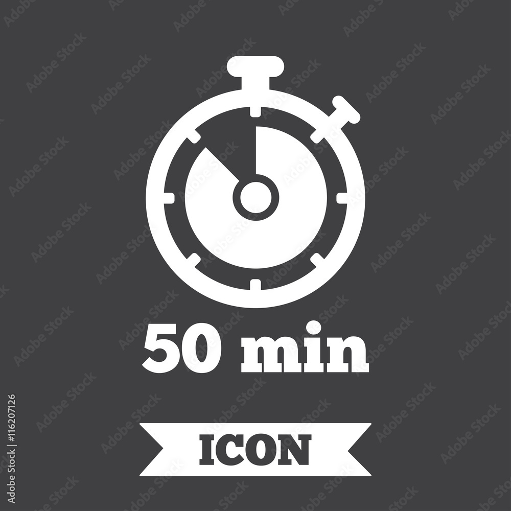 Timer sign icon. 50 minutes stopwatch symbol. Timer sign icon. 50 minutes stopwatch symbol.
