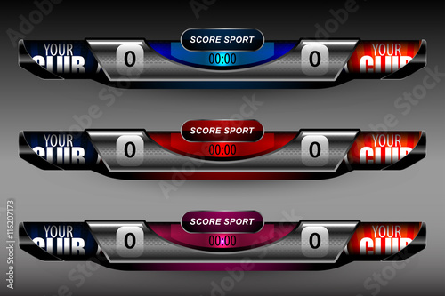 sport scoreboard design elements for soccer and football, vector illustration