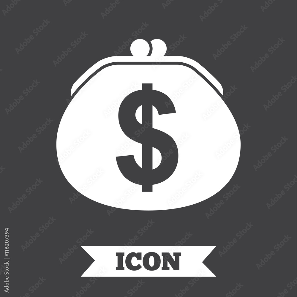 Obraz premium Wallet dollar sign icon. Cash bag symbol.