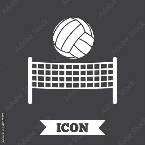 Volleyball net ball icon. Beach sport symbol.