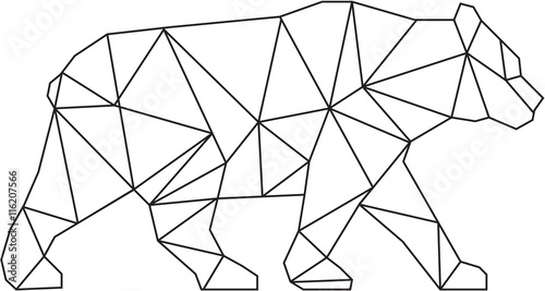 American Black Bear Black and White Low Polygon