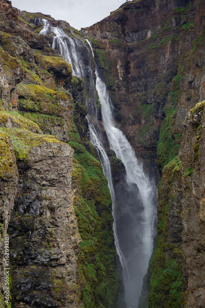 Glymur with 194 meter the highest waterfall at Iceland
