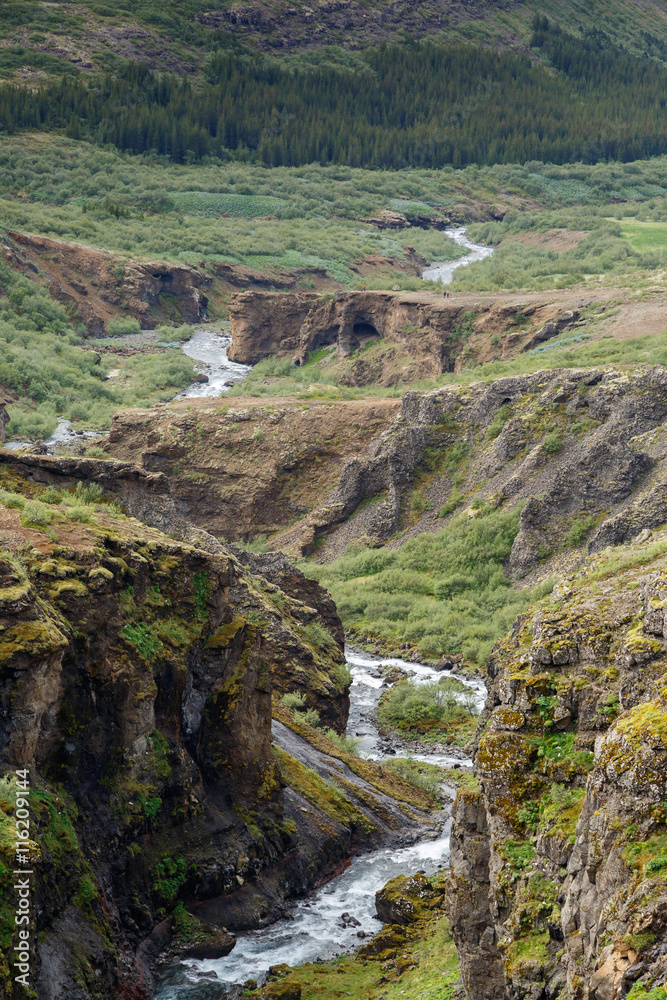 Looking down in the valley from the highest waterfall of Iceland Glymur
Looking down in the valley from the highest waterfall of Iceland Glymur