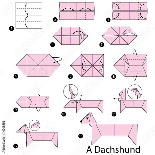 step by step instructions how to make origami A Dog.