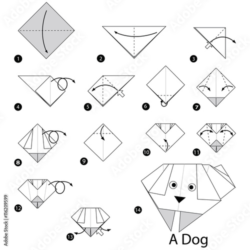 step by step instructions how to make origami A Dog.