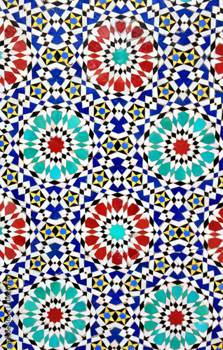 Moroccan mosaic tiles on wall