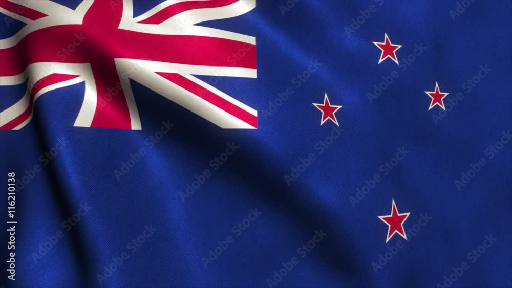 New Zealand Flag. Seamless Looping Animation. 4K High Definition Video