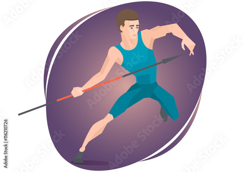 Vector illustration of an athlete throwing a javelin.