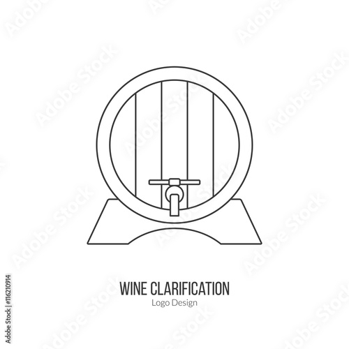 Oak wine barrel. Single logo in modern thin line style isolated on white background. Outline winery symbol. Simple mono linear pictogram. Stroke raster logotype template.