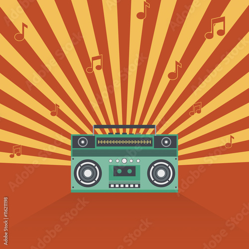 Boombox retro vintage style vector illustration