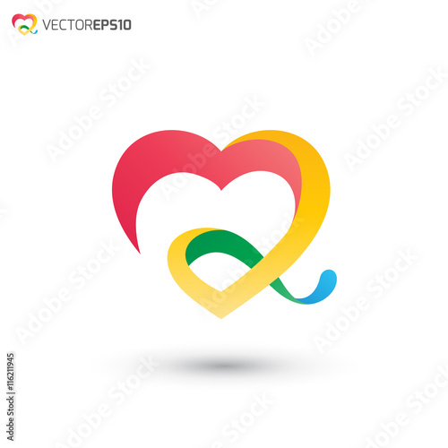 Abstract Colorful Heart Letter Q Logo