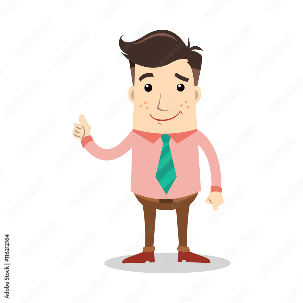 business character with smile expression and shows thumb business character with smile expression and shows thumb
