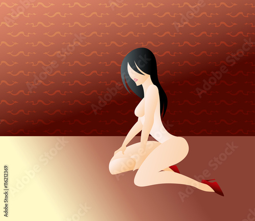Asian girl sitting in the ground