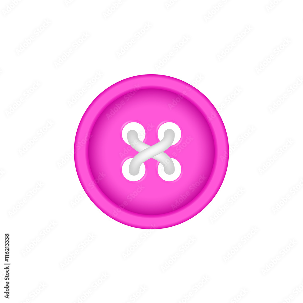 Sewing button in pink design with sewing thread Sewing button in pink design with sewing thread