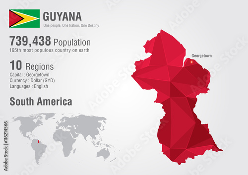Valokuva Guyana world map polygon with a diamond pattern.