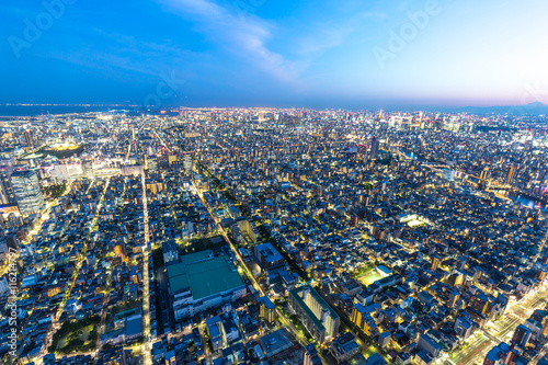 Photography aerial view of cityscape and skyline of tokyo