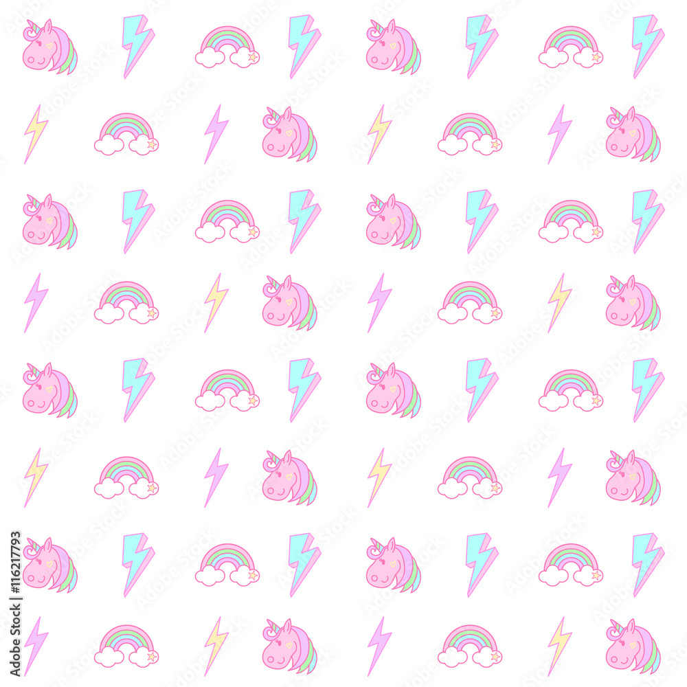rainbow unicorn and lightning bolt seamless pattern rainbow unicorn and lightning bolt seamless pattern