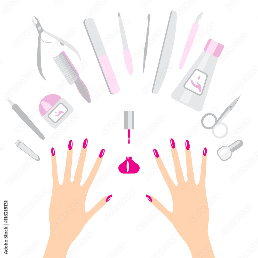 Vector set of manicure tools Vector set of manicure tools