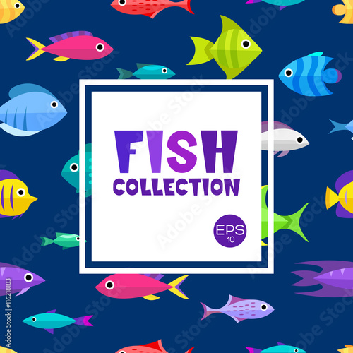 Cartoon fish collection background