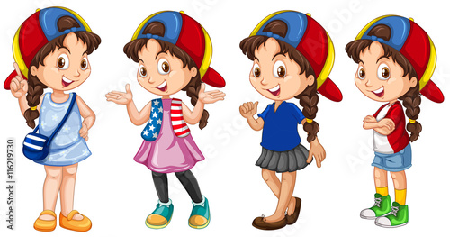 Cute girl in different outfit