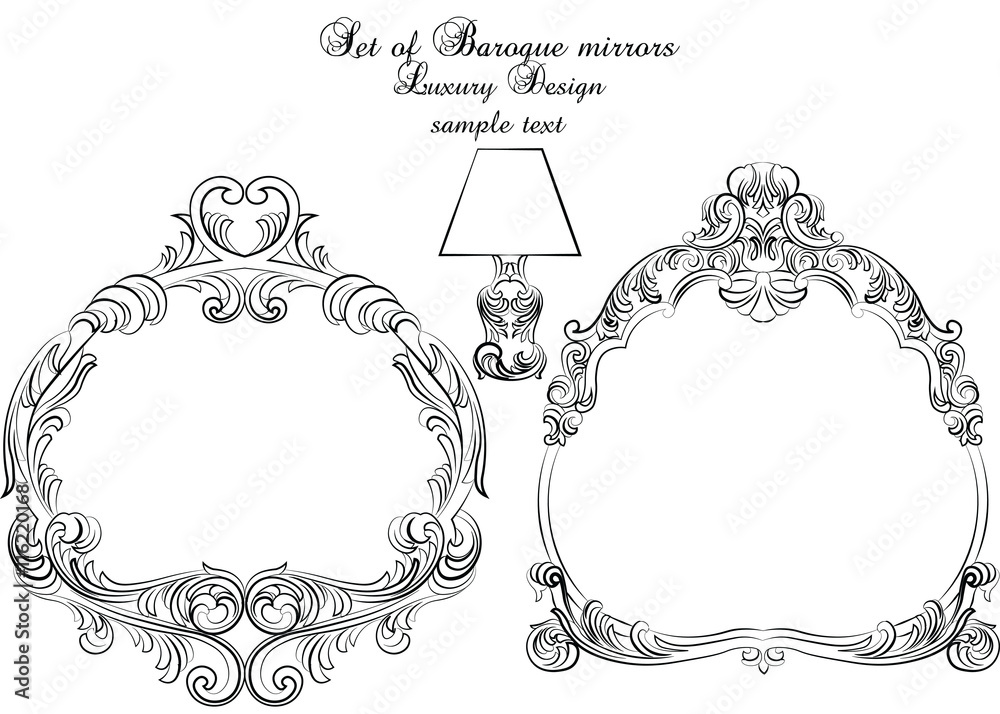 Fotografie Vintage set of Baroque Royal Vector Frames