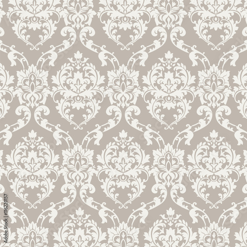 Vector Classic Luxury Damask pattern. Luxury floral stylish texture of damask or baroque style. Beige pastel color ornament