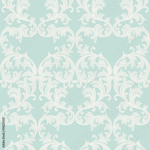 Vector Baroque Vintage floral Damask pattern. Luxury Classic ornament, Royal Victorian texture for wallpapers, textile, fabric. Opal blue color