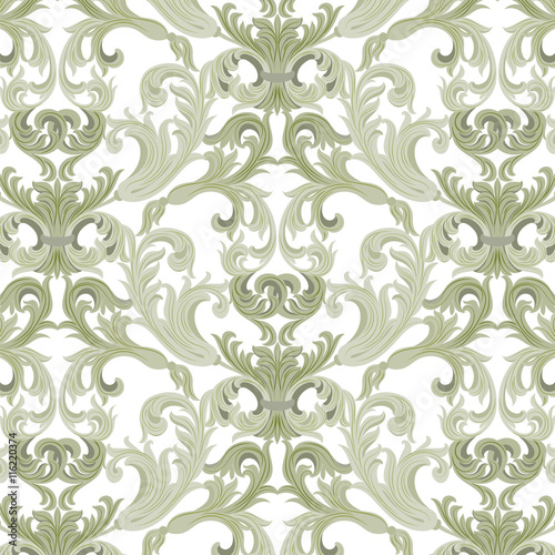 Vector damask pattern ornament. Exquisite Baroque element template. Classical luxury fashioned damask ornament  Royal Victorian texture for wallpapers  textile  wrapping. Lint green color
