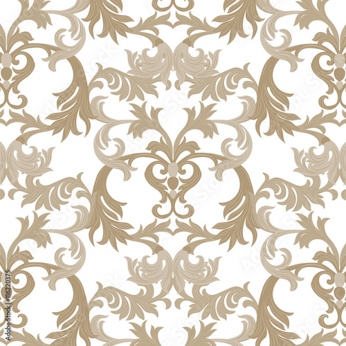 Vector damask pattern ornament. Exquisite Baroque element template. Classical luxury fashioned damask ornament, Royal Victorian texture for wallpapers, textile, wrapping. Almond beige pattern