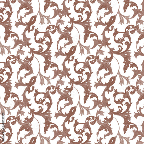 Vector damask pattern ornament. Exquisite Baroque element template. Classical luxury fashioned damask ornament, Royal Victorian texture for wallpapers, textile, wrapping. Brown color pattern