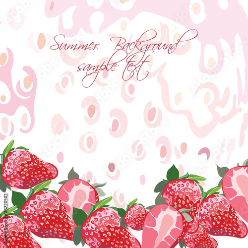 Red strawberries background. Watercolor Vector background strawberry