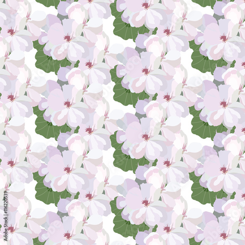 Fototapeta Naklejka Na Ścianę i Meble -  Spring Watercolor Watercolor Geranium flowers background pattern. Vector Traditional Retro style flowers pattern. Vector illustration. Flower background