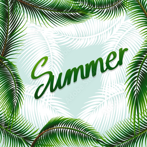 Summer theme background with green leaves