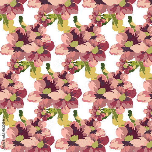 Fototapeta Naklejka Na Ścianę i Meble -  Vintage Watercolor  geranium flowers Pattern. Vector Traditional Retro style pattern texture for wedding, banner, poster, textile and Summer Background. Vector illustration