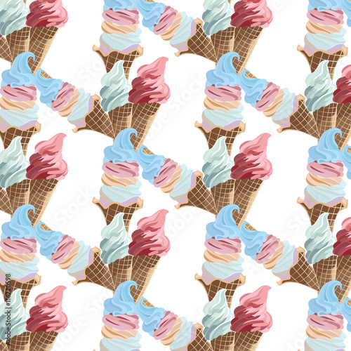 Vector Ice cream cones colorful pattern background in rose quartz and serenity blue colors